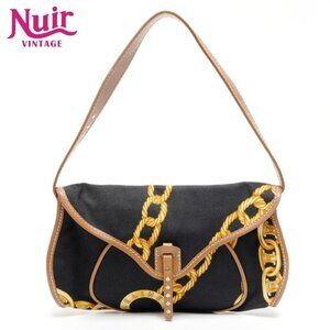 Celine Shoulder Bag Canvas Chain Print